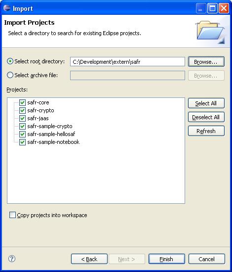 Import SAF modules